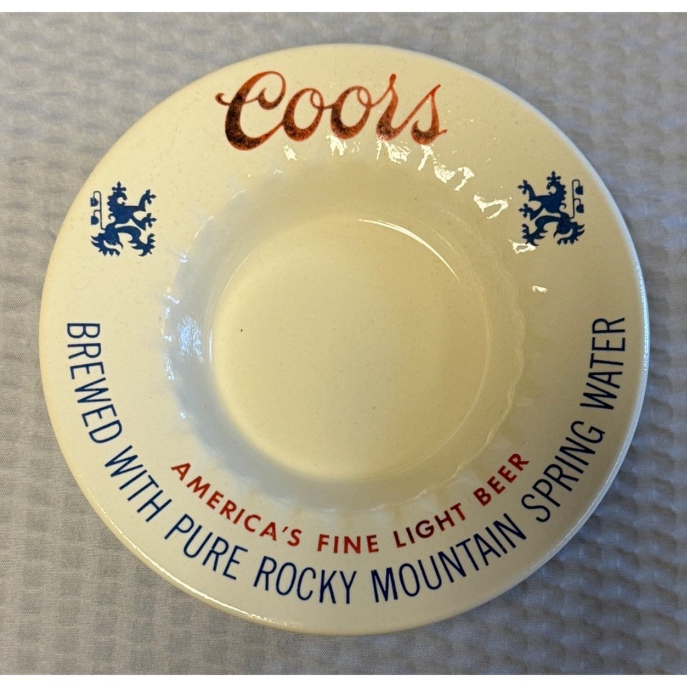 Vintage Ceramic COORS BEER‎ Promotional Ashtray Plate 1970's